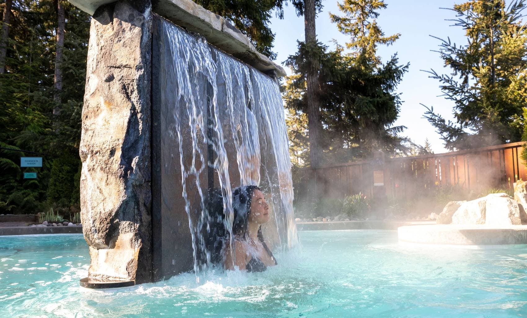 Whaterfall massage at Whistler Scandinave Spa