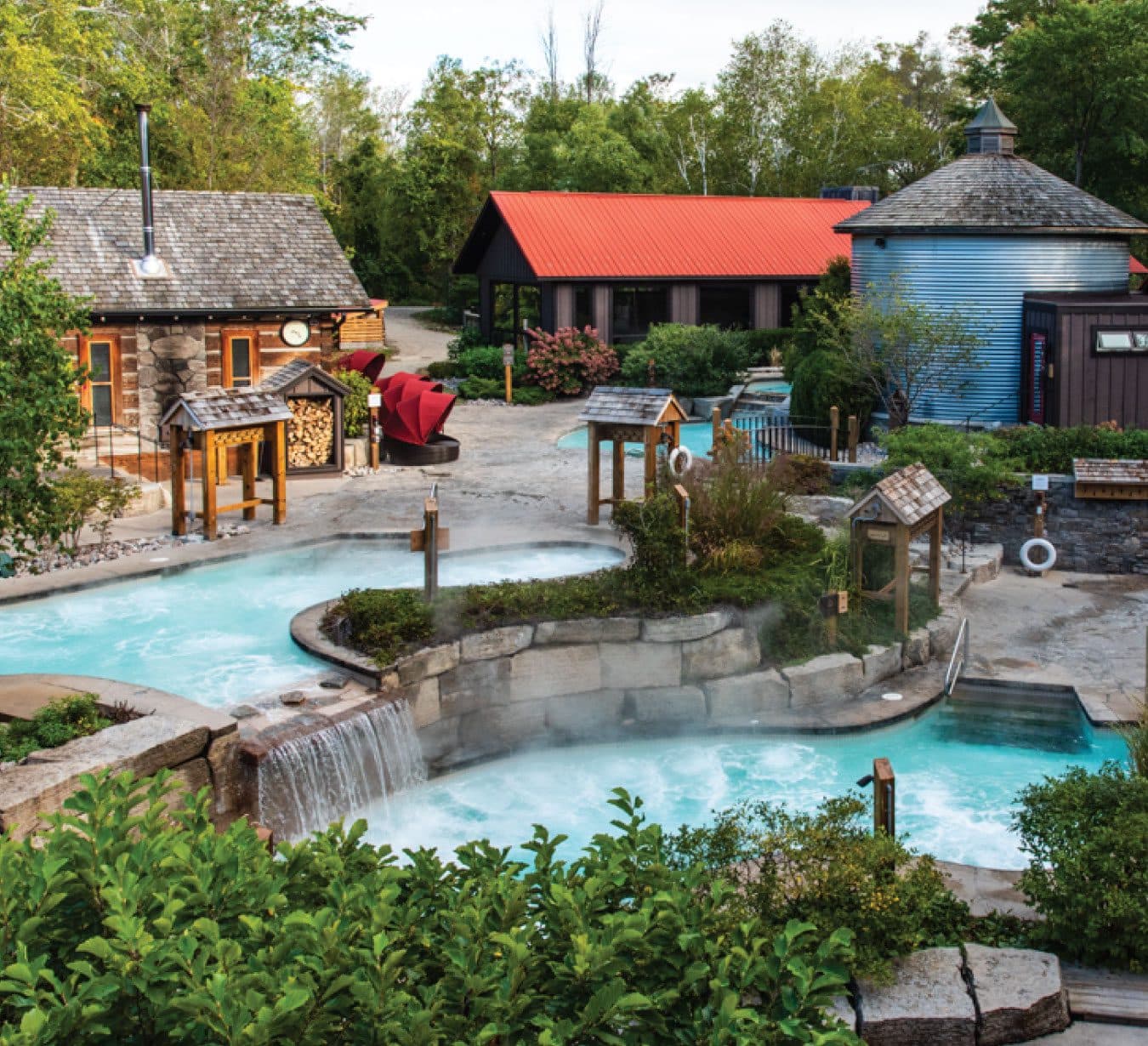 Fall overview of the Thermal Baths at Scandinave Spa Blue Mountain